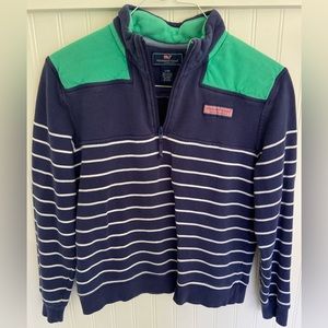 Vineyard Vines Boys 16 Shep Shirt Navy/Green/White stripe